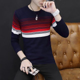2017 autumn men's sweater wild trendy long-sleeved sweater stripes fashion personality long-sleeved sweater tide