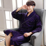 2017 Autumn Men Long Kimono Cotton Robes Nightgown Male Bathrobe Adult Sleepwear Nighty Casual Home Clothing Bath Robe Winter