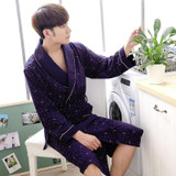 2017 Autumn Men Long Kimono Cotton Robes Nightgown Male Bathrobe Adult Sleepwear Nighty Casual Home Clothing Bath Robe Winter