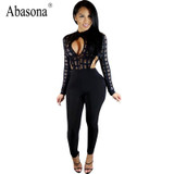 2017 Autumn Long Sleeve Bodycon Jumpsuit Black White Plaid Sheer Mesh Patchwork Keyhole Womens Sexy Club Jumpsuits And Rompers
