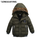 SONGGUIYING A101 Boy Warm Winter Children's Clothing Hooded Down Jackets Coats Kids Boys Cotton Thickening Outerwear Parkas Coat