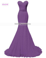 Solovedress Elegant Beaded Sweetheart Champagne Mermaid Lace Evening Dress 2017 Formal Gown With Sash vestido de festa longo W01