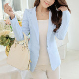 Solid Women Blazers 2017 Spring Long Sleeve Single Button Slim Blazer Jackets Business Formal Office Suits Wear Plus Size Blaser
