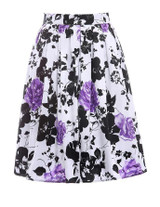 Skirts Womens Fashion Floral Print Pleated Retro Vintage 50s Skirts Pinup 60s Cotton Summer Rockabilly High Waist Women Skirt