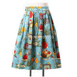 Skirts Womens Fashion Floral Print Pleated Retro Vintage 50s Skirts Pinup 60s Cotton Summer Rockabilly High Waist Women Skirt