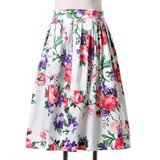 Skirts Womens Fashion Floral Print Pleated Retro Vintage 50s Skirts Pinup 60s Cotton Summer Rockabilly High Waist Women Skirt