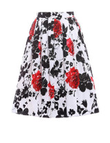 Skirts Womens Fashion Floral Print Pleated Retro Vintage 50s Skirts Pinup 60s Cotton Summer Rockabilly High Waist Women Skirt
