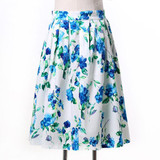 Skirts Womens Fashion Floral Print Pleated Retro Vintage 50s Skirts Pinup 60s Cotton Summer Rockabilly High Waist Women Skirt