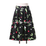 Skirts Womens Fashion Floral Print Pleated Retro Vintage 50s Skirts Pinup 60s Cotton Summer Rockabilly High Waist Women Skirt