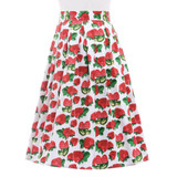Skirts Womens Fashion Floral Print Pleated Retro Vintage 50s Skirts Pinup 60s Cotton Summer Rockabilly High Waist Women Skirt