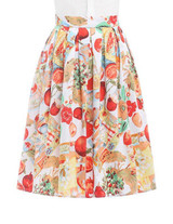 Skirts Womens Fashion Floral Print Pleated Retro Vintage 50s Skirts Pinup 60s Cotton Summer Rockabilly High Waist Women Skirt