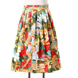Skirts Womens Fashion Floral Print Pleated Retro Vintage 50s Skirts Pinup 60s Cotton Summer Rockabilly High Waist Women Skirt