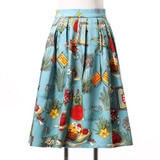 Skirts Womens Fashion Floral Print Pleated Retro Vintage 50s Skirts Pinup 60s Cotton Summer Rockabilly High Waist Women Skirt
