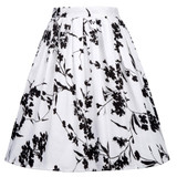 Skirts Womens Fashion Floral Print Pleated Retro Vintage 50s Skirts Pinup 60s Cotton Summer Rockabilly High Waist Women Skirt