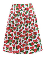 Skirts Womens Fashion Floral Print Pleated Retro Vintage 50s Skirts Pinup 60s Cotton Summer Rockabilly High Waist Women Skirt