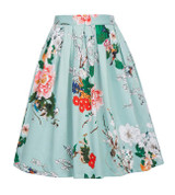 Skirts Womens Fashion Floral Print Pleated Retro Vintage 50s Skirts Pinup 60s Cotton Summer Rockabilly High Waist Women Skirt