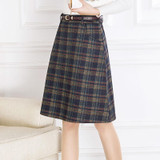 Skirts Womens 2017 spring autumn Woolen Skirt Casual Slim A-line Plaid Midi Skirts Female Fashionable High Waist Saias Femininas Skirts Womens 2017 spring autumn Woolen Skirt Casual Slim A-line Plaid Midi Skirts Female Fashionable High Waist Saias Femininas