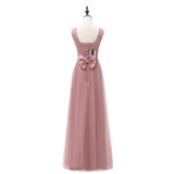 SJZL80-ZP#v-neck bowknot cameo brown gauze new spring 2017 long bridesmaid dresses bride wedding prom party dress wholesale