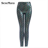 Size S-XXL Summer Style Black Simulation Mermaid Fashion Women Leggings Pants Sexy Digital Print Colorful Trousers Gift 95ZQ9