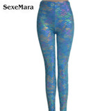 Size S-XXL Summer Style Black Simulation Mermaid Fashion Women Leggings Pants Sexy Digital Print Colorful Trousers Gift 95ZQ9