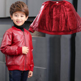 Size 90-170 Kids Tops Pu Fleece Leather Childrens Winter Jackets For Baby Boys Black Cool Outerwear Children's Pu Leather Coat