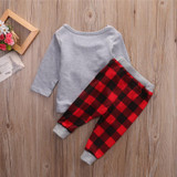 2017 Kids Baby Boys Girls Clothing New Long Sleeve Christmas Clothes Set T-shirt+Plaid Pants 2PCS Outfits Xmas Children Clothing