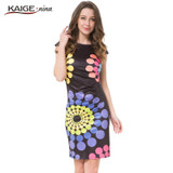 2017 Kaige Nina dress Women bodycon dress plus size women clothing chic elegant sexy fashion o-neck print dresses 9026