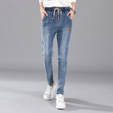 2017 Jeans Womens Elastic Cord Skinny Denim Long Cross-pants Loose Plus Size 40 Woman Jeans Camisa Feminina Lady Fat Trousers
