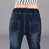2017 Jeans Womens Elastic Cord Skinny Denim Long Cross-pants Loose Plus Size 40 Woman Jeans Camisa Feminina Lady Fat Trousers