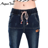 2017 Jeans Womens Elastic Cord Skinny Denim Long Cross-pants Loose Plus Size 40 Woman Jeans Camisa Feminina Lady Fat Trousers