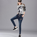 2017 Jeans Womens Elastic Cord Skinny Denim Long Cross-pants Loose Plus Size 40 Woman Jeans Camisa Feminina Lady Fat Trousers