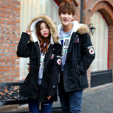 2017 Jacket Men Thick Warm Winter Down Coat Fur Collar Army Green Hooded Parkas Plus Size Long Cotton Coat Lovers Outwear BN1441