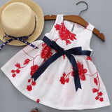 2017 Infant Baby Clothes Brand Design Sleeveless Print Bow Dress Summer Girls Baby Clothing Cool Cotton Party Princess Dresses