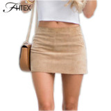 2017 Hot Women Faux Leather Mini Skirt Womens Fashion Leather Suede Pencil Skirt Zipper Split Bodycon Sexy Summer Short Skirts