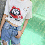 2017 hot Spring and summer women jeans Pocket Ladies Jeans Vintage  Trousers Hole  Vintage Denim Ankle-Length pants  Mid Waist