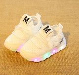 2017 hot sales solid color LED lighted kids shoes breathable Cool glowing baby sneakers fashion children girls boys shoes
