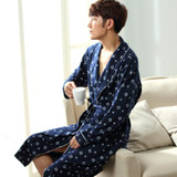 2017 New Spring Autumn Bathrobe Men Plaid Cotton Sleep Robe Long Sleeve Male Comfortable Casual Home Clothing Sleepwear Nighties