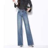 2017 new spring and autumn Fashion casual plus size High waist Straight loose female women wide leg pants jeans trousers clothes