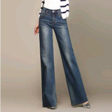 2017 new spring and autumn Fashion casual plus size High waist Straight loose female women wide leg pants jeans trousers clothes