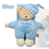 2017 NEW Sleeping Bear with Tags and CE 32CM Length Cute Baby Soft Toys Blue Pink Plush for Kids Stuffed Valentine Dolls HT3076