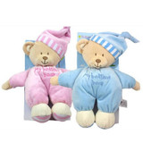 2017 NEW Sleeping Bear with Tags and CE 32CM Length Cute Baby Soft Toys Blue Pink Plush for Kids Stuffed Valentine Dolls HT3076