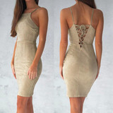 2017 New Sexy Women Ladies Mini Dress Back Velvet Bodycon Strappy Dress Winter Bodycon Party Club Dresses Vestidos Clothing