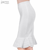 2017 New sexy women Evening Party white summer Skirt yellow black ruffles celebrity knee-length Mermaid Bodycon bandage skirts