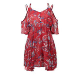 2017 New Sexy Women Chiffon Summer Dress V-neck strapless dresses print lotus leaf beach Female clothing Party Dresses Women