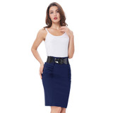 2017 New Sexy Pencil Skirts Womens Business Work Office Skirt With Belt High Waist Elastic Casual Bodycon Slim Fit Ladies Skirts