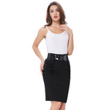 2017 New Sexy Pencil Skirts Womens Business Work Office Skirt With Belt High Waist Elastic Casual Bodycon Slim Fit Ladies Skirts