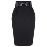 2017 New Sexy Pencil Skirts Womens Business Work Office Skirt With Belt High Waist Elastic Casual Bodycon Slim Fit Ladies Skirts
