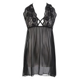 2017 New Sexy Lace Women Sleepwear Dress  With G-string Babydoll Underwear Nightgown Lingerie