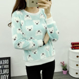 2017 Fashion Harajuku Cute Teddy Bear Panda Women Sweater High Quality Long Sleeves Flannel Pullovers Warm Tops Large Size M-XXL