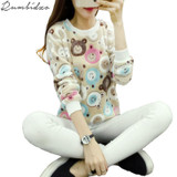 2017 Fashion Harajuku Cute Teddy Bear Panda Women Sweater High Quality Long Sleeves Flannel Pullovers Warm Tops Large Size M-XXL